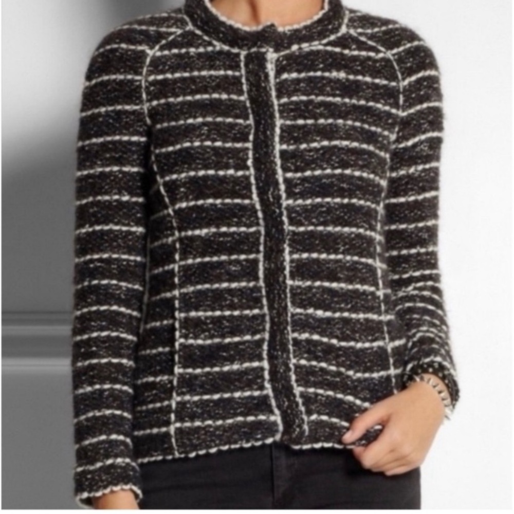 🍁Isabel Marant Etoile Wool Jacket “Iona” Grey white stripes SizeFR38 NET-A-PORTE